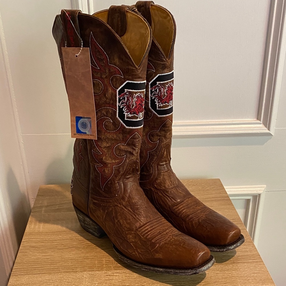Gameday Boots South Carolina Gamecocks Cowboy Boots with Red Embroidery SZ 9 NEW